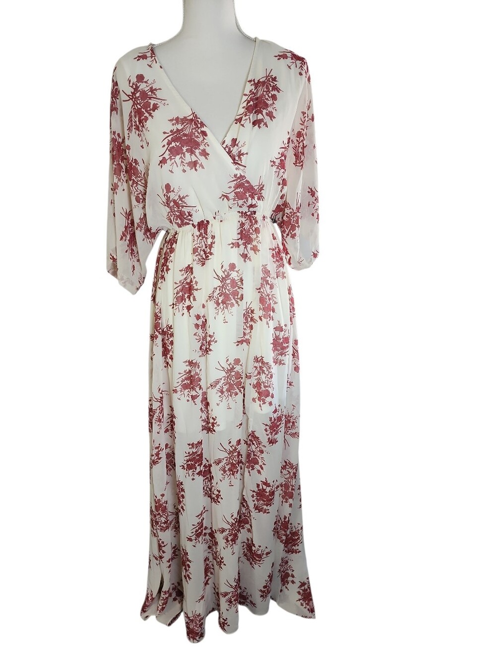 Baltic Born Kia Komono Women Small Maxi Dress Cream Red Floral Wedding Vacation